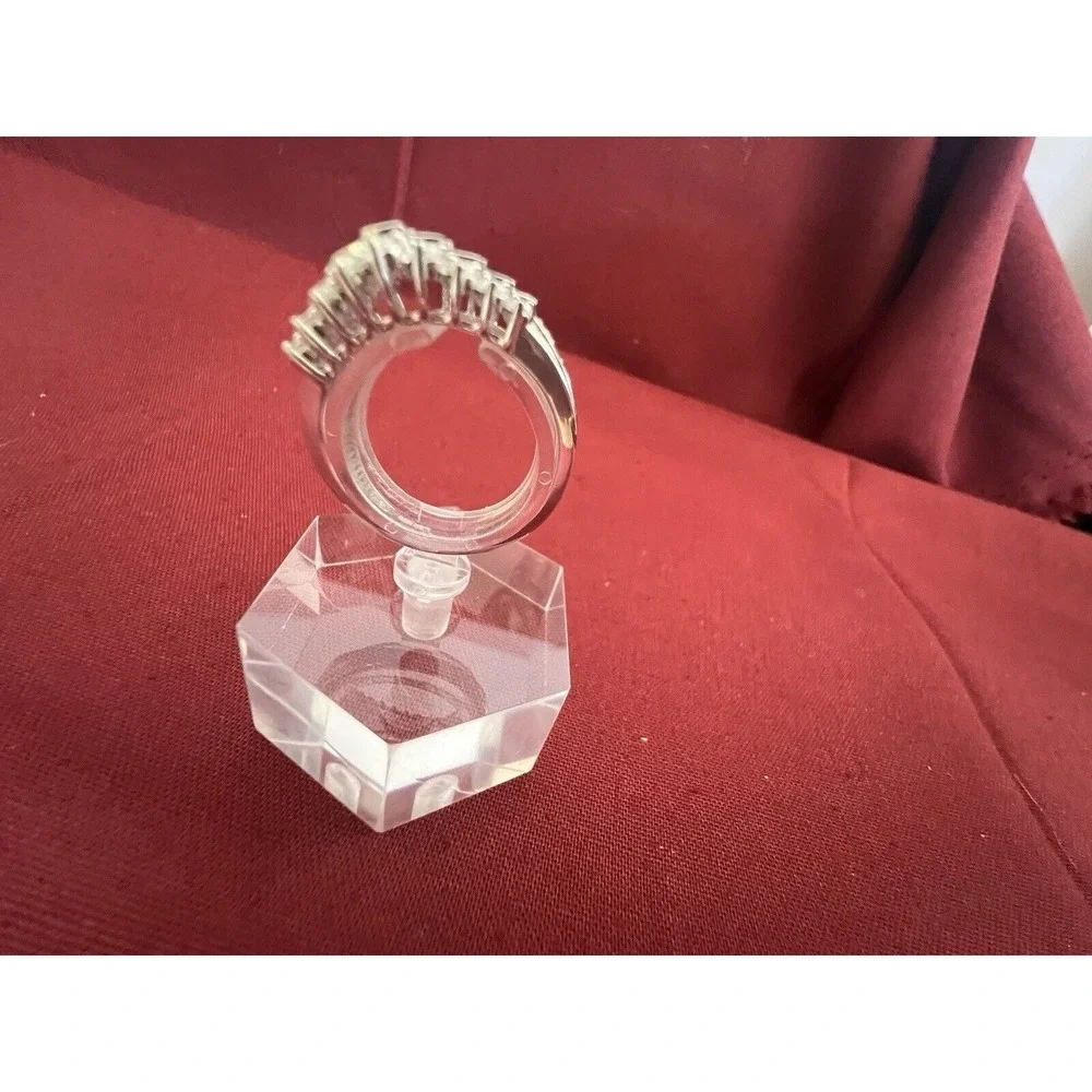 NEW PGL $1035.00 STUNNING SZ 7.5 1CT 3 ROW LAB CREATED DIAMOND DINNER RING (642)